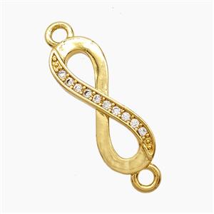 Copper Infinity Connector Pave Zirconia 18K Gold Plated, approx 7-18mm [FD24243]