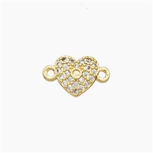 Copper Heart Connector Pave Zirconia 18K Gold Plated, approx 7mm [FD24244]