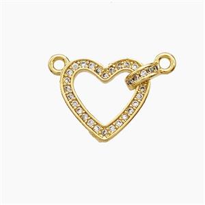 Copper Heart Pendant Pave Zirconia 18K Gold Plated, approx 13-15mm [FD24246]