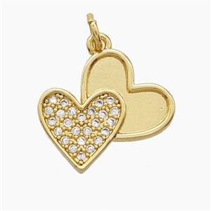Copper Heart Pendant Pave Zirconia 18K Gold Plated, approx 16-18mm [FD24248]