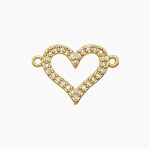 Copper Heart Connector Pave Zirconia 18K Gold Plated, approx 14mm [FD24249]