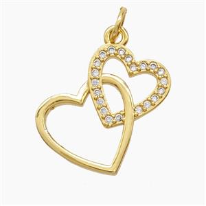 Copper Heart Pendant Pave Zirconia 18K Gold Plated, approx 19mm [FD24250]