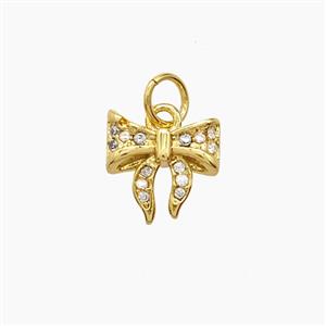 Copper Bowknot Pendant Pave Zirconia 18K Gold Plated, approx 10mm [FD24252]