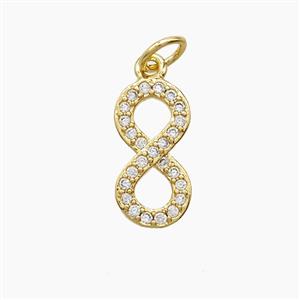 Copper Infinity Pendant Pave Zirconia 18K Gold Plated, approx 7-15mm [FD24253]