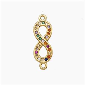 Copper Infinity Connector Pave Zirconia 18K Gold Plated, approx 7-15mm [FD24254]