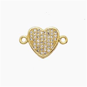 Copper Heart Connector Pave Zirconia 18K Gold Plated, approx 11mm [FD24257]