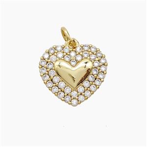 Copper Heart Pendant Pave Zirconia 18K Gold Plated, approx 15mm [FD24258]