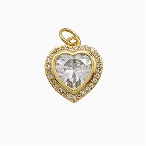 Copper Heart Pendant Pave Zirconia 18K Gold Plated, approx 12.5mm [FD24262]