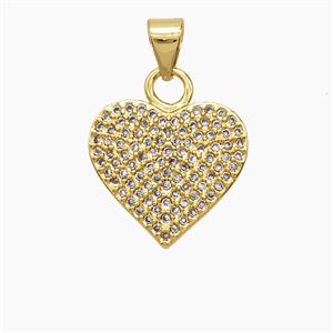 Copper Heart Pendant Pave Zirconia 18K Gold Plated, approx 15mm [FD24268]
