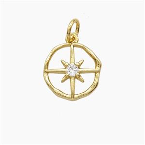 Copper Star Pendant Pave Zirconia 18K Gold Plated, approx 11.5mm [FD24274]