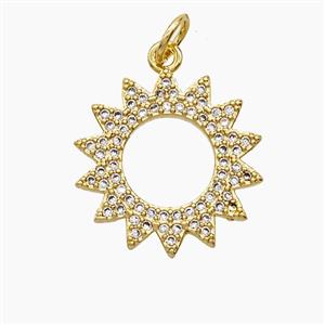 Copper Sun Pendant Pave Zirconia 18K Gold Plated, approx 16mm [FD24276]