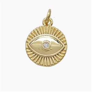 Copper Eye Pendant Pave Zirconia 18K Gold Plated, approx 13mm [FD24279]