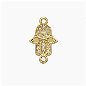 Copper Hamsahand Connector Pave Zirconia 18K Gold Plated, approx 10-12mm [FD24281]