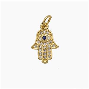 Copper Hamsahand Pendant Pave Zirconia 18K Gold Plated, approx 9.5-12mm [FD24282]