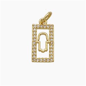 Copper Hamsahand Pendant Pave Zirconia 18K Gold Plated, approx 7-13mm [FD24285]