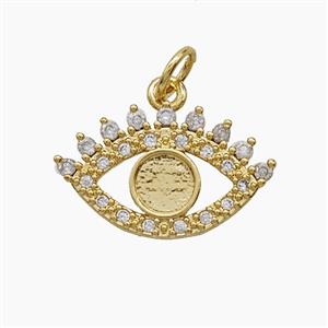 Copper Eye Pendant Pave Zirconia 18K Gold Plated, approx 12-18mm [FD24288]
