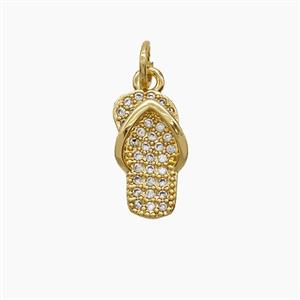 Copper Flip Flop Pendant Pave Zirconia Shoes 18K Gold Plated, approx 8-13mm [FD24289]