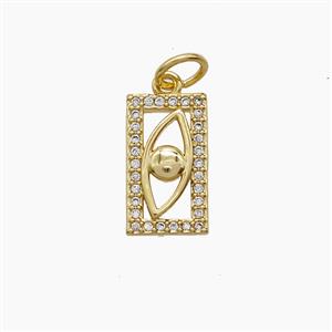 Copper Eye Pendant Pave Zirconia 18K Gold Plated, approx 7-13mm [FD24290]