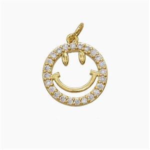 Copper Emoji Pendant Pave Zirconia 18K Gold Plated, approx 14.5mm [FD24291]