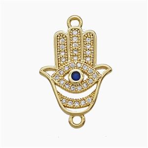 Copper Hamsahand Connector Pave Zirconia 18K Gold Plated, approx 14-18mm [FD24292]