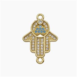 Copper Hamsahand Connector Pave Zirconia 18K Gold Plated, approx 15-16mm [FD24294]