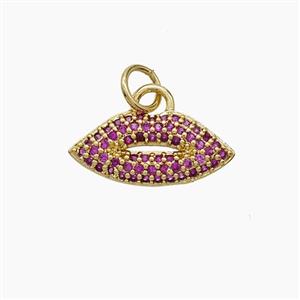 Copper Lips Pendant Pave Zirconia 18K Gold Plated, approx 7-16mm [FD24301]