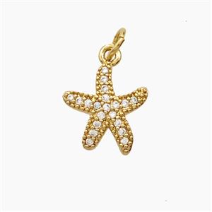 Copper Starfish Pendant Pave Zirconia 18K Gold Plated, approx 12mm [FD24306]
