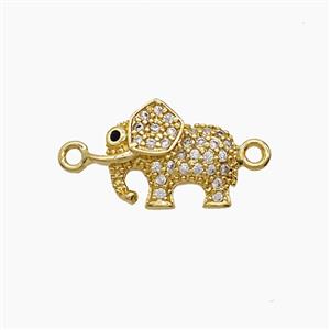 Copper Elephant Connector Pave Zirconia 18K Gold Plated, approx 10-12mm [FD24309]