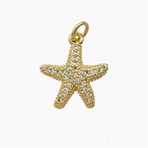 Copper Starfish Pendant Pave Zirconia 18K Gold Plated, approx 15mm [FD24310]