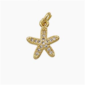 Copper Starfish Pendant Pave Zirconia 18K Gold Plated, approx 11mm [FD24311]
