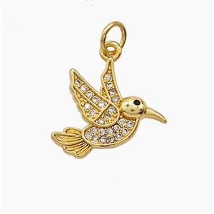 Copper Birds Pendant Pave Zirconia 18K Gold Plated, approx 13-16mm [FD24315]