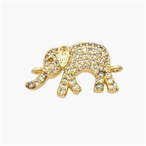 Copper Elephant Connector Pave Zirconia 18K Gold Plated, approx 10-18mm [FD24317]