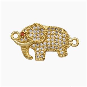 Copper Elephant Connector Pave Zirconia 18K Gold Plated, approx 13-18mm [FD24318]