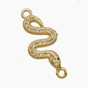 Copper Snake Connector Pave Zirconia 18K Gold Plated, approx 10-19mm [FD24321]