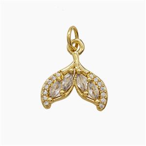 Copper Mermaid-Tail Pendant Pave Zirconia 18K Gold Plated, approx 12-13.5mm [FD24322]