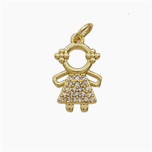 Copper Kids Girls Pendant Pave Zirconia 18K Gold Plated, approx 10-14mm [FD24326]