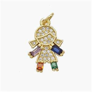 Copper Kids Girls Pendant Pave Zirconia 18K Gold Plated, approx 12-15mm [FD24329]