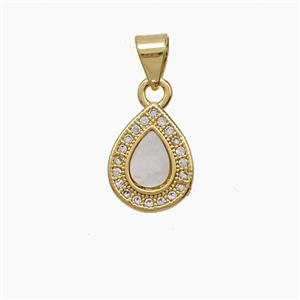Copper Teardrop Pendant Pave Zirconia 18K Gold Plated, approx 9-12mm [FD24333]