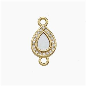 Copper Teardrop Connector Pave Zirconia 18K Gold Plated, approx 9-12mm [FD24334]