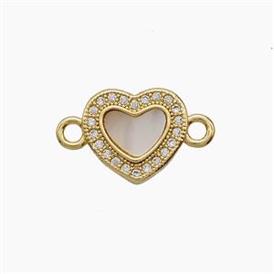 Copper Heart Connector Pave Zirconia 18K Gold Plated, approx 12mm [FD24338]