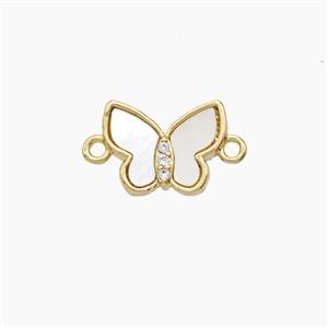 Copper Butterfly Connector Pave Shell 18K Gold Plated, approx 9-11mm [FD24346]