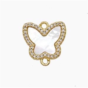 Copper Butterfly Connector Pave Zirconia Shell 18K Gold Plated, approx 13-15mm [FD24347]