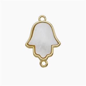 Copper Hamsahand Connector Pave Shell 18K Gold Plated, approx 13.5-15mm [FD24350]