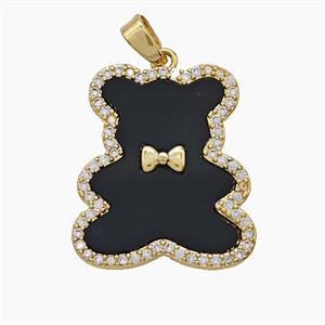Copper Bear Pendant Pave Zirconia Shell Black 18k Gold Plated, approx 19-22mm [FD24354]