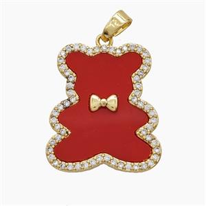 Copper Bear Pendant Pave Zirconia Shell Red 18k Gold Plated, approx 19-22mm [FD24355]