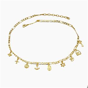 Copper Necklace 18K Gold Plated, approx 8-12mm, 4mm, 40-45cm length [FD24378]