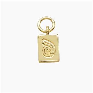 Copper Rectangle Pendant Snails Gold Plated, approx 6-8mm [FD24384]