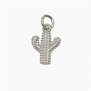 Copper Cactus Pendant Platinum Plated, approx 9-11mm [FD24391]