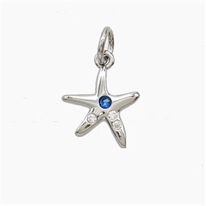 Copper Starfish Pendant Pave Zirconia Platinum Plated, approx 10mm [FD24395]