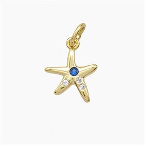 Copper Starfish Pendant Pave Zirconia Gold Plated, approx 10mm [FD24396]